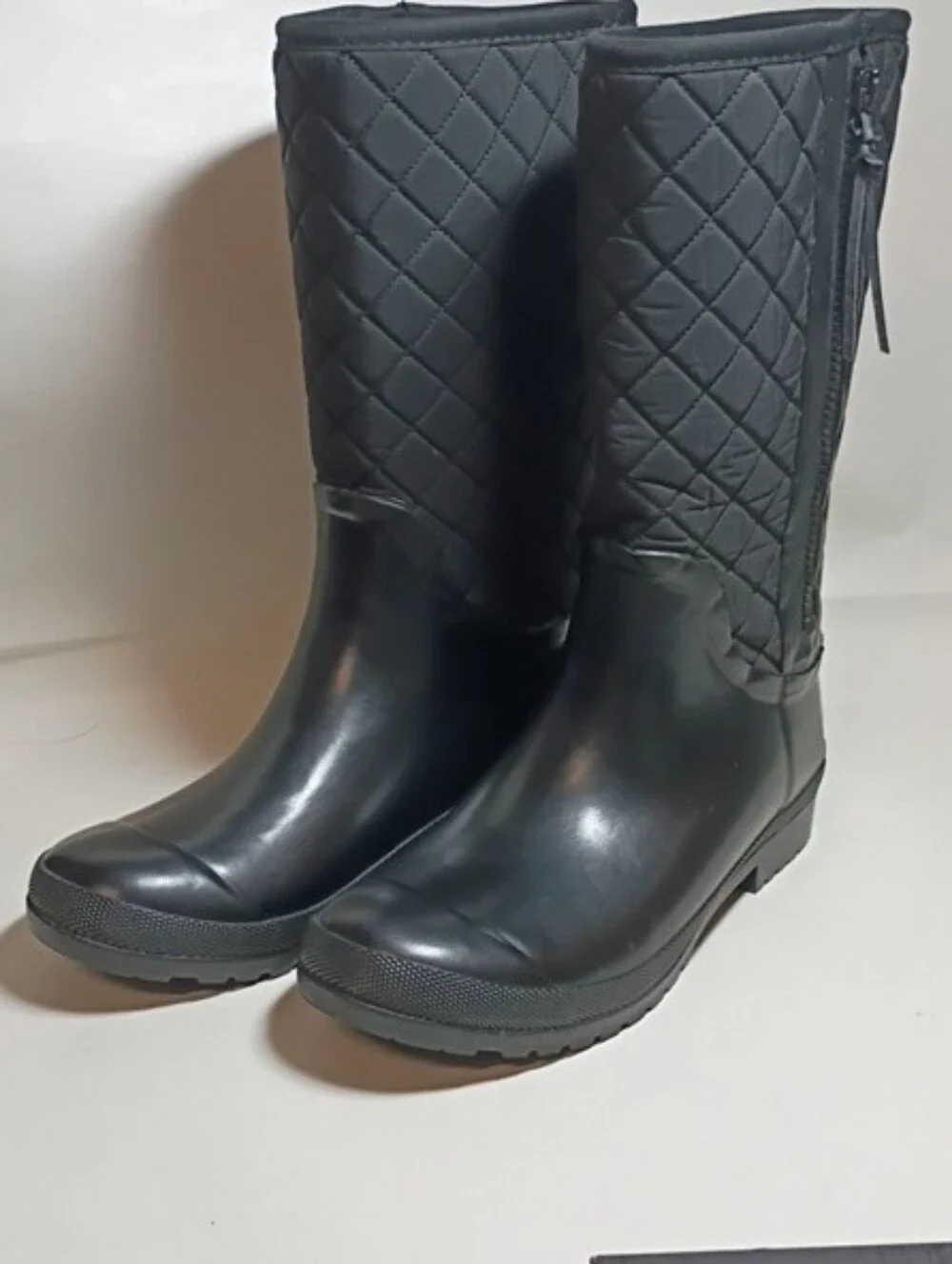 Sperry Top Sider Women’s Quilted Black Rain Boots Size 9 EUC